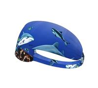 Shark Swimming Under The Sea Workout Sweatbands Adjustable Hairband For Basketball,Fitness Athletics Football, Yoga
