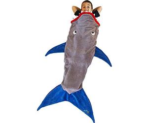 Shark Tail Blanket Mermaid Double Polar Fleece Shark Cozy Warm in Sofa Bed Christmas Birthday Gift for Children Teens Sleeping Bag (SHARK)