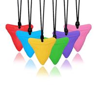 Shark Teeth Chew Necklaces for Sensory Kids, 3 Pack Silicone Teething Aid with Autism, ADHD, Baby Breastfeeding or Special Needs, Reduce Chewing Bite for Boys Girls Adults Chewers, Paquete de 5