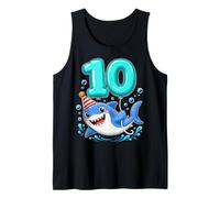 Shark Ten 10yr 10th Birthday Ocean 10 Year Old Birthday Boy Tank Top