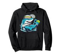 Shark Tennis Ace With Racket Muscular Sea Player Pullover Hoodie