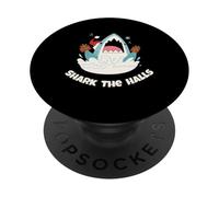 Shark the Halls Hilarious Christmas Pun with Festive Twist PopSockets Adhesive PopGrip