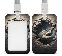 Shark Through Wall Badge Holder with Lanyard - Waterproof Hard Plastic ID Card Holder Professional Name Tag Vertical ID Card Name Badge for Office Nurse Doctor Teacher
