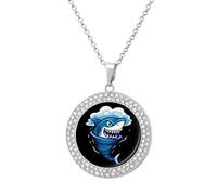 Shark Tornado Storm Hurricane Diamond Necklace Cute Pendant Necklace