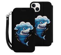 Shark Tornado Storm Hurricane Phone Case Compatible for iPhone 15 Plus Wallet Cases Protective Cover for Women Men