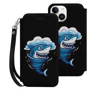 Shark Tornado Storm Hurricane Phone Case Compatible for iPhone 15 Wallet Cases Protective Cover for Women Men