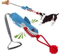 Shark Tug of War Dog Toy, Interactive Heavy Duty Pull Squeaky Rope Toys for Medium Large Breed, Squeaky Dog Tug Toy for Outdoor Training, Boredom Relief and Energy Burning (1pcs)