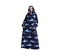 (Shark) Ultra Soft Oversized Sherpa Fleece Hoodie Blanket for Women and Men
