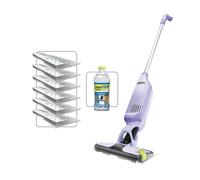 Shark VacMop 2-in-1 Cordless Hard Floor Vacuum Spray Mop Starter Kit, Quick Lightweight Cleans, Wipes Away Messes, 6x Disposable Pad Refills, 355ml Multi-Surface Floor Cleaner, Lavender, VM200UKPL