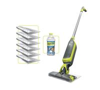 Shark VacMop 2-in-1 Cordless Hard Floor Vacuum Spray Mop Starter Kit, Quick Lightweight Cleans, Wipes Away Messes, 6x Disposable Pad Refills, 355ml Multi-Surface Floor Cleaner, Charcoal Grey, VM200UK