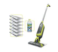 Shark VacMop 2-in-1 Cordless Hard Floor Vacuum Spray Mop Starter Kit, Quick Lightweight Cleans, Wipes Away Messes, 6x Disposable Pad Refills, 355ml Multi-Surface Floor Cleaner, Lime Green, VM200UKGN