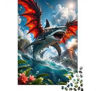 Shark Volcano Wings Jigsaw Puzzle, 1000 Pcs For Adults | 52x38cm Puzzle Fans, Birthday Gift, Cardboard, Mood Calming, Tight Puzzle Fit