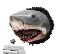 Shark Wall Trophy Sculpture | Shark Heads Wall Mount Statue,Shark Wall Mounted Trophy Sculpture,Realistic Shark Head Statue,Scary Great Shark Sculpture Art Decoration