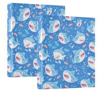Shark Water Blue Pattern 3.8cm Notebook Binder Round Rings Binder Boxes With Pockets 1/2 Pack Binder Office Supplies 200 Sheets