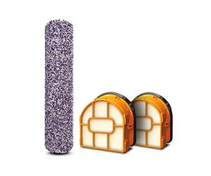 Shark WDB1F2 Replacement Antimicrobial Brushroll & 2-Pack Filter Bundle, Compatible Hydrovac 3-in-1 Multi-Surface Cleaners for All Sealed Hard Floors and Area Rugs, Purple/White