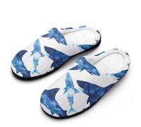 Shark Whale Ice Blue Breathable Slippers Women Slip On Winter Warm House Slippers Shoes Bedroom 9-10（40-41）