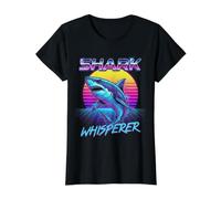 Shark Whisperer Retro Synthwave Ocean Graphic Value Graphic T-Shirt, Women, Black, S