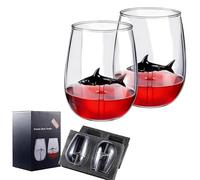 Shark Wine Glass, Personalized Set of 2 Wine Glasses with Shark Inside, Unique Nice Wine Glasses for Party Valentines Day Women