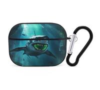 Shark with Glowing Green Teeth Personalized Wireless Bluetooth Earphone Protective Case Cover Compatible with Airpods Pro