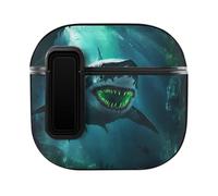 Shark with Glowing Green Teeth Personalized Wireless Bluetooth Earphone Protective Earbud Case Compatible with Airpods 4