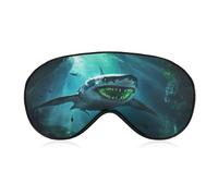 Shark with Glowing Green Teeth Soft Sleep Eye Mask with Adjustable Strap Breathable Sleeping Eyeshade Cute Eyes Shade