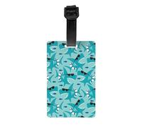 Shark with Sun Glass Print Waterproof Luggage Tags Cruise Ships Travel Essentials Backpack Suitcases Labels