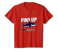 Shark Women Fins Up Ocean Adventure Graphic T-Shirt, Kids, Red, 12 Years