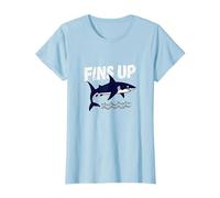 Shark Women Fins Up Ocean Adventure Graphic T-Shirt, Women, Baby Blue, M