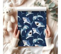 Shark Wrapping Paper - Watercolour Ocean Predator Gift Wrap - Fun Sea Life Birthday Party Present Paper Kids Marine Animal Lovers - W75 (Navy, Large - 58 x 85cm / 22.8" x 33.4" inches)