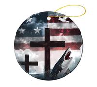 Shark1 Doves U.S.A. Flag Funny Ceramic Ornament 3 Inch 1 Pcs