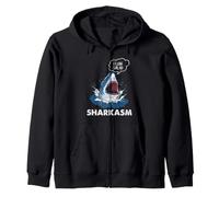 Sharkasm Shark Sarcasm I Love Salad Funny Ocean Predator Zip Hoodie
