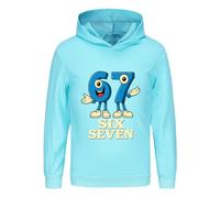 SharkBebe Boys MEME Hoodies Six Seven Sweatshirts Game Jumper 67 Kids Cotton Pullover Top Hoodie Ages 4-13 Years (UK, Age, 11 Years, 12 Years, Regular, Sky)