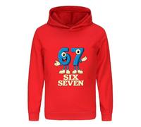 SharkBebe Boys MEME Hoodies Six Seven Sweatshirts Game Jumper 67 Kids Cotton Pullover Top Hoodie Ages 4-13 Years (UK, Age, 12 Years, 13 Years, Regular, Red)