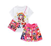 SharkBebe Girls T-Shirt Short Sleeve TShirt Cotton Kids Crew Neck Child Top Tees And Skirt (3-4 Years, Red)