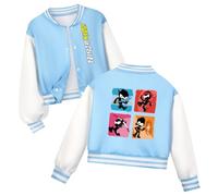 SharkBebe Little Girl Boys Jacket Cartoon Ninja Kids Baseball Coat Button-Down Activewear for Kids Sports & Play Clothes (UK, Age, 7 Years, 8 Years, Regular, Sky)
