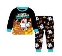 SharkBebe Steve's Lava Chicken Boys Pajama Set Long Sleeve Pyjamas Cartoon Sleepwear for Kids Nightwear Set Ages 6-13