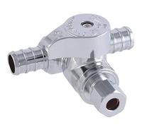 SharkBite 1/2 x 1/2 x 1/4 Inch OD Compression Brass Crimp Tee Stop, Quarter Turn, PEX Pipe, PE-RT, UC24983Z