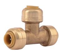 SharkBite 1/4 Inch (3/8 Inch OD) Tee Push to Connect Brass Plumbing Fitting PEX Pipe Copper CPVC PE-RT HDPE U358LFA