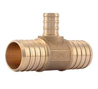 SharkBite 1 Inch x 1 Inch x 1/2 Inch Crimp Reducing Tee, Brass Plumbing Fitting, PEX Pipe, PE-RT, UC415LFA