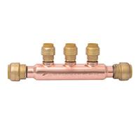 SharkBite 25552LF Manifolds with Push-Fit Branches, Brass, 3/4 in. x 1/2 in. 3 Port Open