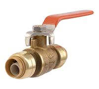 SharkBite Brass 1/2 Inch Ball Valve, Push to Connect Plumbing Fitting, Water Shut Off, PEX Pipe, Copper, CPVC, PE-RT, HDPE, 22222-0000LFA, 0.5 Inch