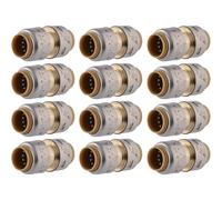 SharkBite Max 1/2 Inch Coupling, Pack of 12, Push to Connect Brass Plumbing Fitting, PEX Pipe, Copper, CPVC, PE-RT, HDPE, UR008