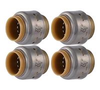SharkBite Max 1/2 Inch Push Cap, Pack of 4, Push to Connect Brass Plumbing Fitting, PEX Pipe, Copper, CPVC, PE-RT, HDPE, UR514A4