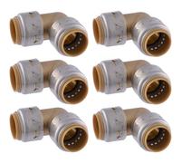 Sharkbite Max 3/4 Inch 90 Degree Elbow, Pack of 6, Push to Connect Brass Plumbing Fitting, PEX Pipe, Copper, CPVC, PE-RT, HDPE, UR256