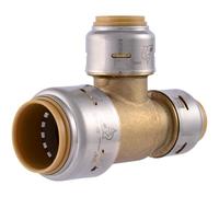 Sharkbite Max 3/4 Inch x 1/2 Inch x 1/2 Inch Reducing Slip Tee, Push to Connect Brass Plumbing Fitting, PEX Pipe, Copper, CPVC, PE-RT, HDPE, UR454A