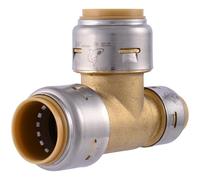 Sharkbite Max 3/4 Inch x 1/2 Inch x 3/4 Inch Reducing Tee, Push to Connect Brass Plumbing Fitting, PEX Pipe, Copper, CPVC, PE-RT, HDPE, UR444A