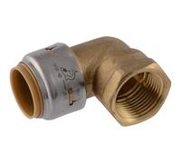 Sharkbite Max 3/4 Inch x 3/4 Inch 90 Degree Female Adapter Elbow, Push to Connect Brass Plumbing Fitting, PEX Pipe, Copper, CPVC, PE-RT, HDPE, UR314A