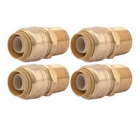 SharkBite U120LFA4 Brass Male Adapter 1/2 in, MNPT, PEX Fittings, Push-to-Connect, Copper, CPVC, Pack of 4