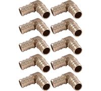 SharkBite UC248LFA10 1/2" 90 Degree Elbow Pex Barb Fitting, 10 Pack, Brass