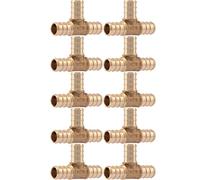 SharkBite UC362LFA10 1/2" Tee PEX Barb Fitting (10-Pack), Brass